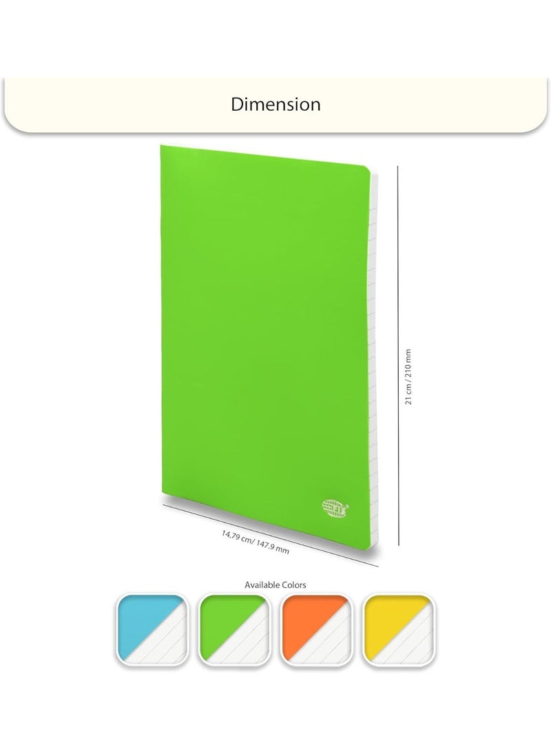 FIS Notebook, A5 Size(148x210mm), PP Soft Cover Materials, Stong Binding Wire, 80 Sheets, Single Line Ruling, Rounded Corners, Packet of 5 Pieces, Neon Green Cover Design-FSNBA5SLPPNGR - Image 3